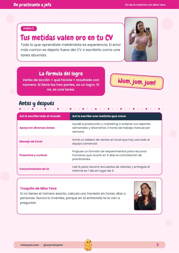 Ejemplos de logros para el CV, antes y después, con la fórmula del logro