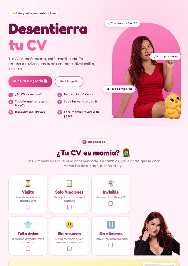 Portada de la guía Desentierra tu CV de Miss Yera