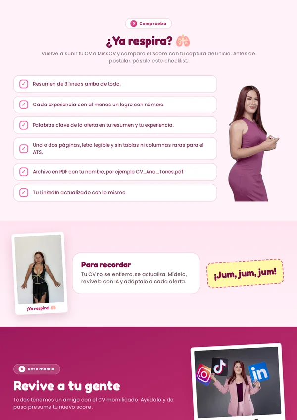 Checklist del CV vivo antes de postular