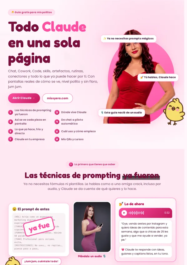 Portada de la guía Todo Claude en una sola página de Miss Yera