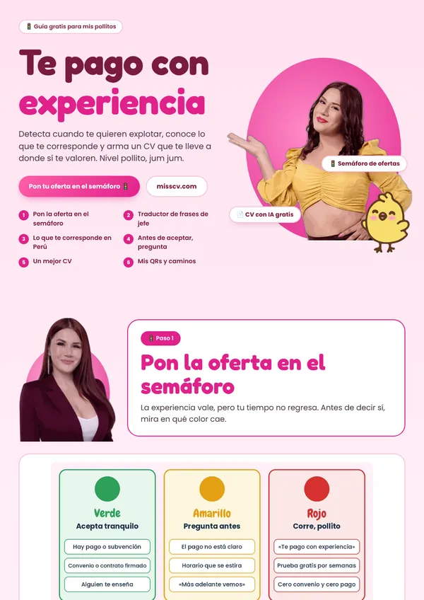 Portada de la guía Te pago con experiencia de Miss Yera